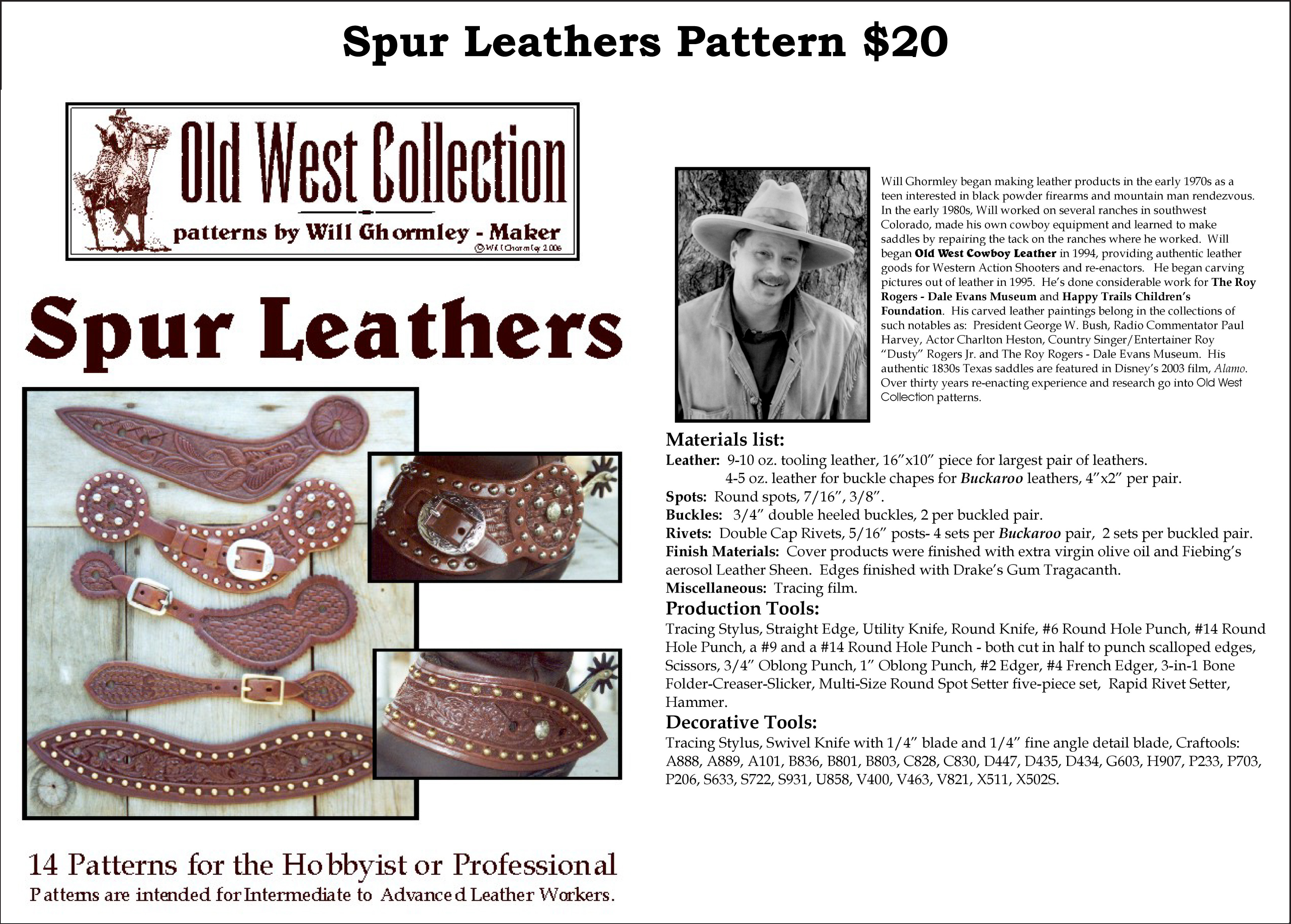Spur Leathers Pattern — $20.00